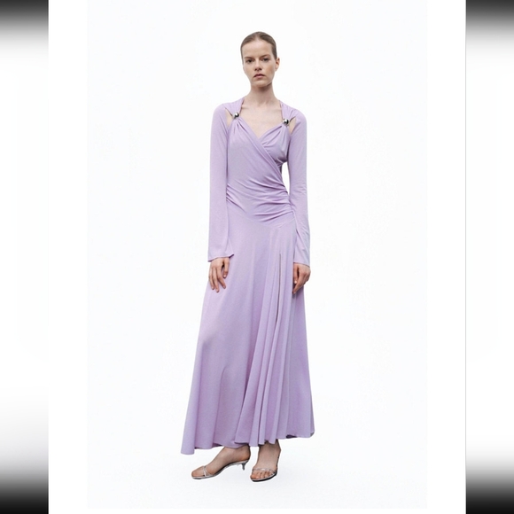 Chic Long Sleeve Lavender Dress - Picture 3 of 6